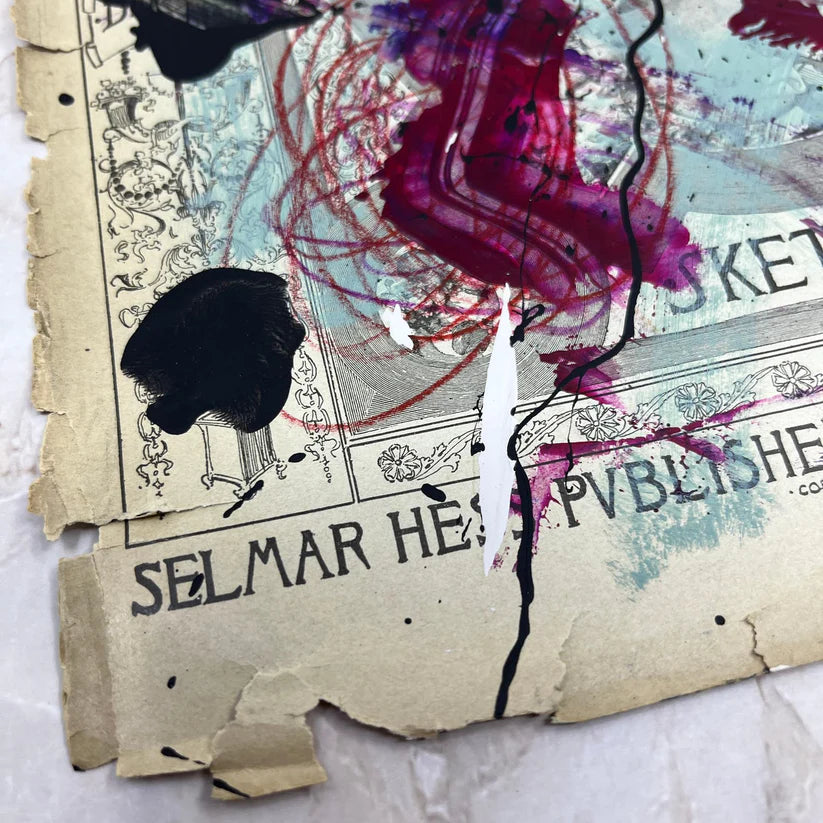 Abstract Mixed Media Painting 'ANTIQUE SKETCH #1' - Mixed Media Abstract Art Painting Sam Lewis