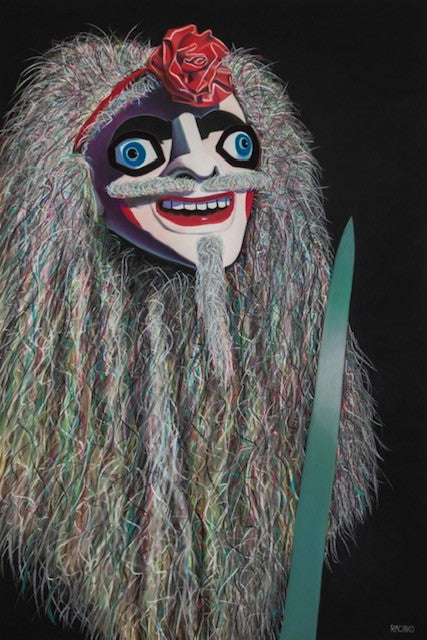 Acrylic Expressionist Figurative Painting Surrealism "AVENGER - BOLIVIANOS" Soft Pastel on Sandpaper Barbara Rachko