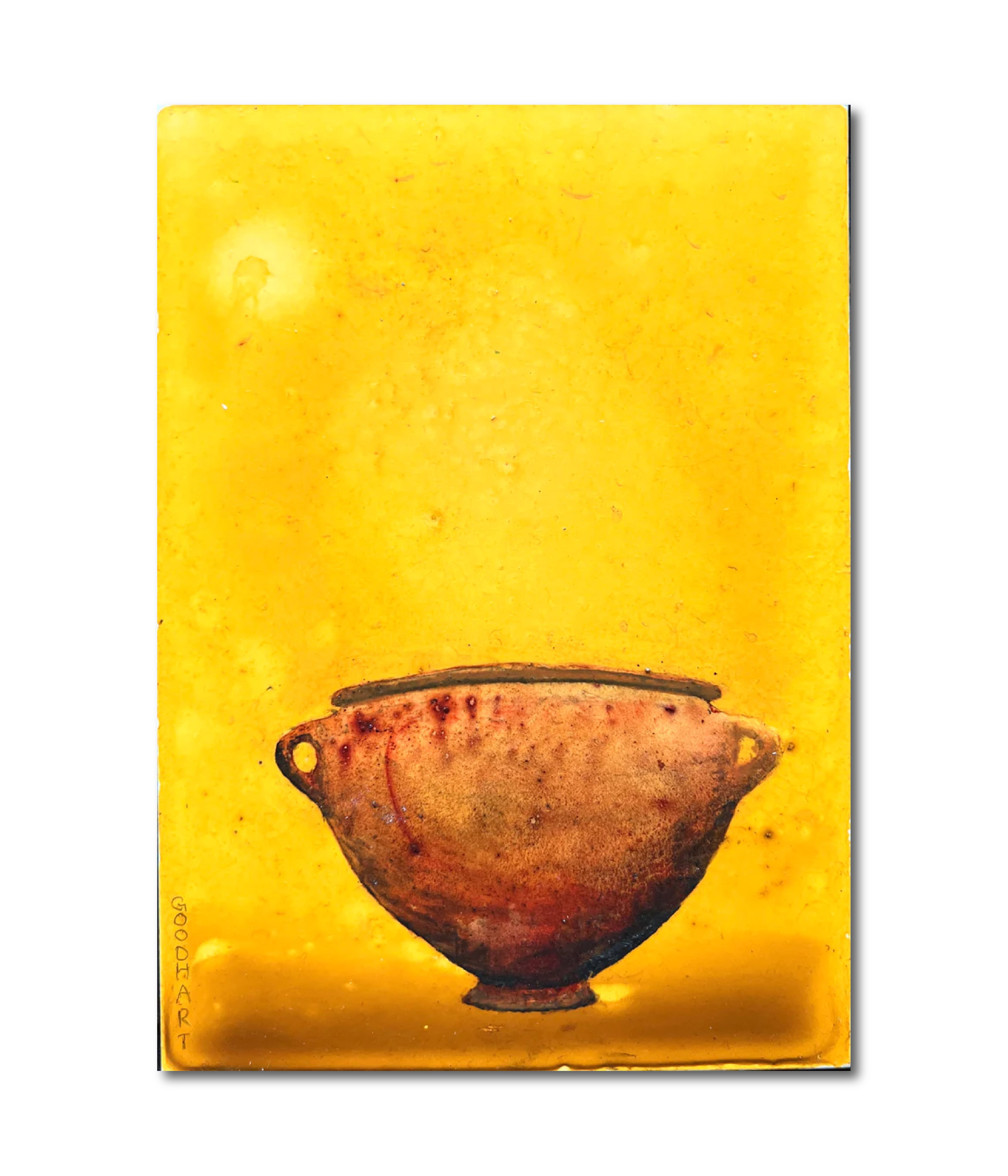 Figurative Ink Oil Watercolor 'BELL CRATER' - Mixed Media on Panel Laurie Goodhart