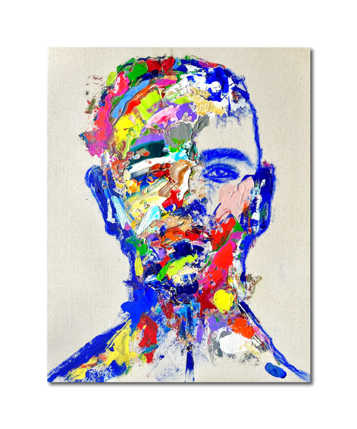 Acrylic Expressionist Oil 'BLUE BOY' - Oil Stick & Acrylic On Canvas Disha Prajapati