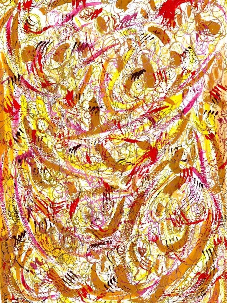 Acrylic 'BRASS COMES IN' - Acrylic & Gouache on Archival paper, Framed Carol Siskind