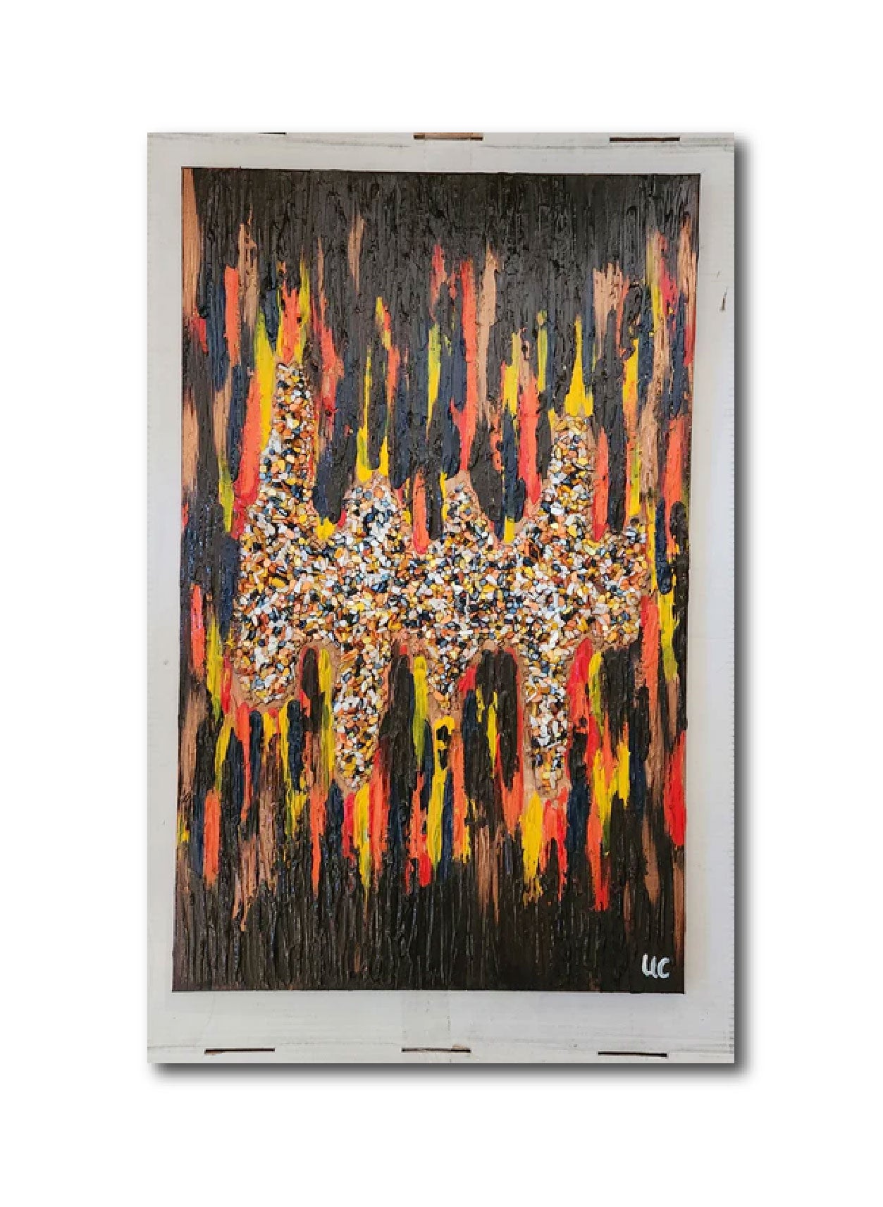 Abstract Acrylic Contemporary Painting 'BREAKING UNDERGROUND STONES' Acrylic, Object, and Mixed Media on Canvas Ulani Curry