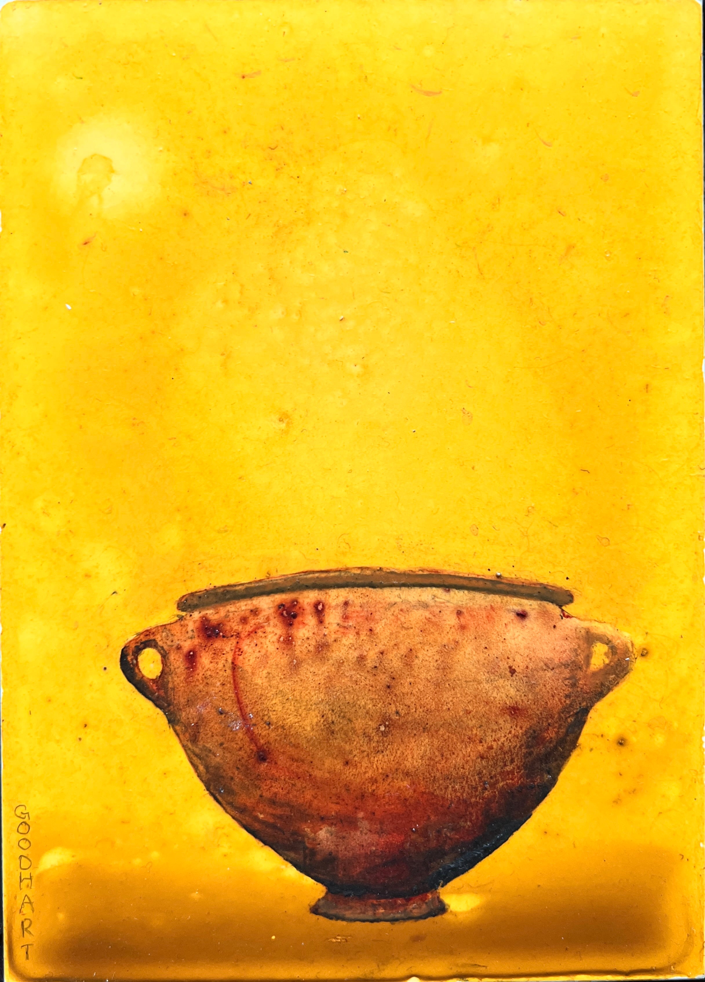 Figurative Ink Oil Watercolor 'BELL CRATER' - Mixed Media on Panel Laurie Goodhart
