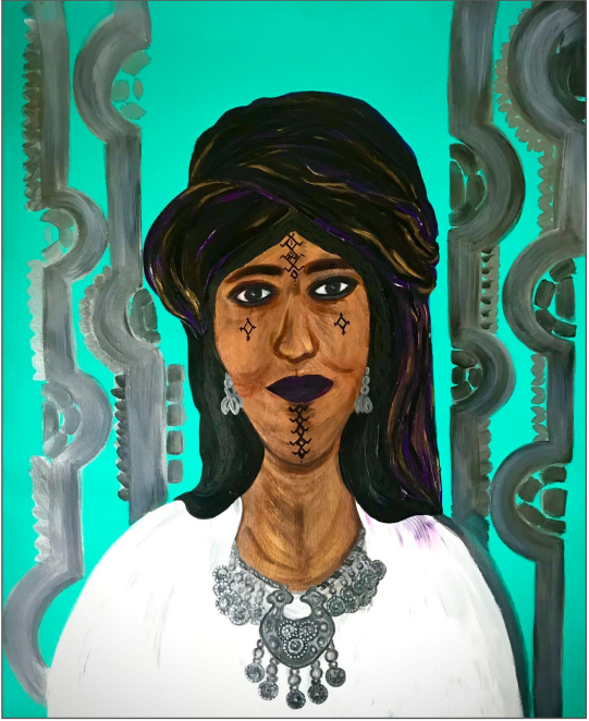 Contemporary Figurative 'BERBER WOMAN' - Acrylic on canvas, varnish Elena Suprema