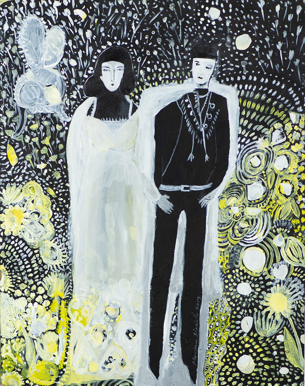Acrylic 'YELLOW DAZE' - Acrylic on Board Marcia Biasiello
