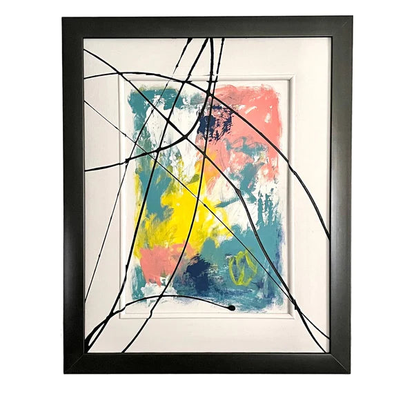 Abstract Painting 'BIRD OF PARADISE' - Original LARGE Framed Abstract Art Painting Sam Lewis