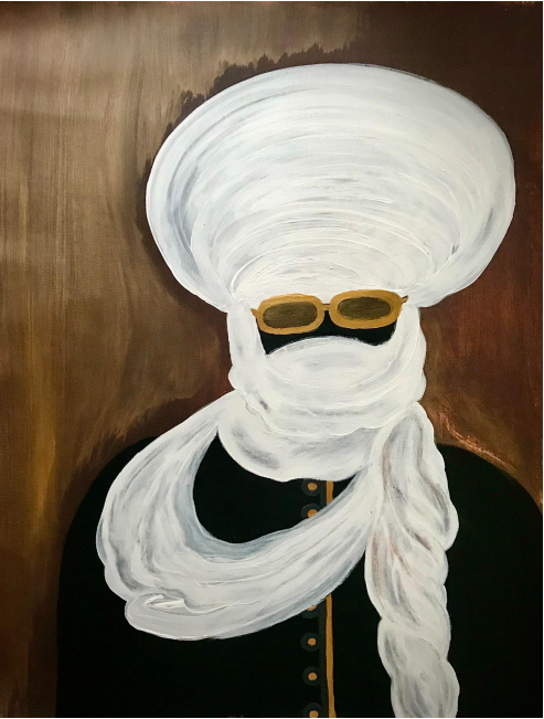 Contemporary Figurative 'BLACK TWAREG' - Acrylic on canvas, varnish Elena Suprema