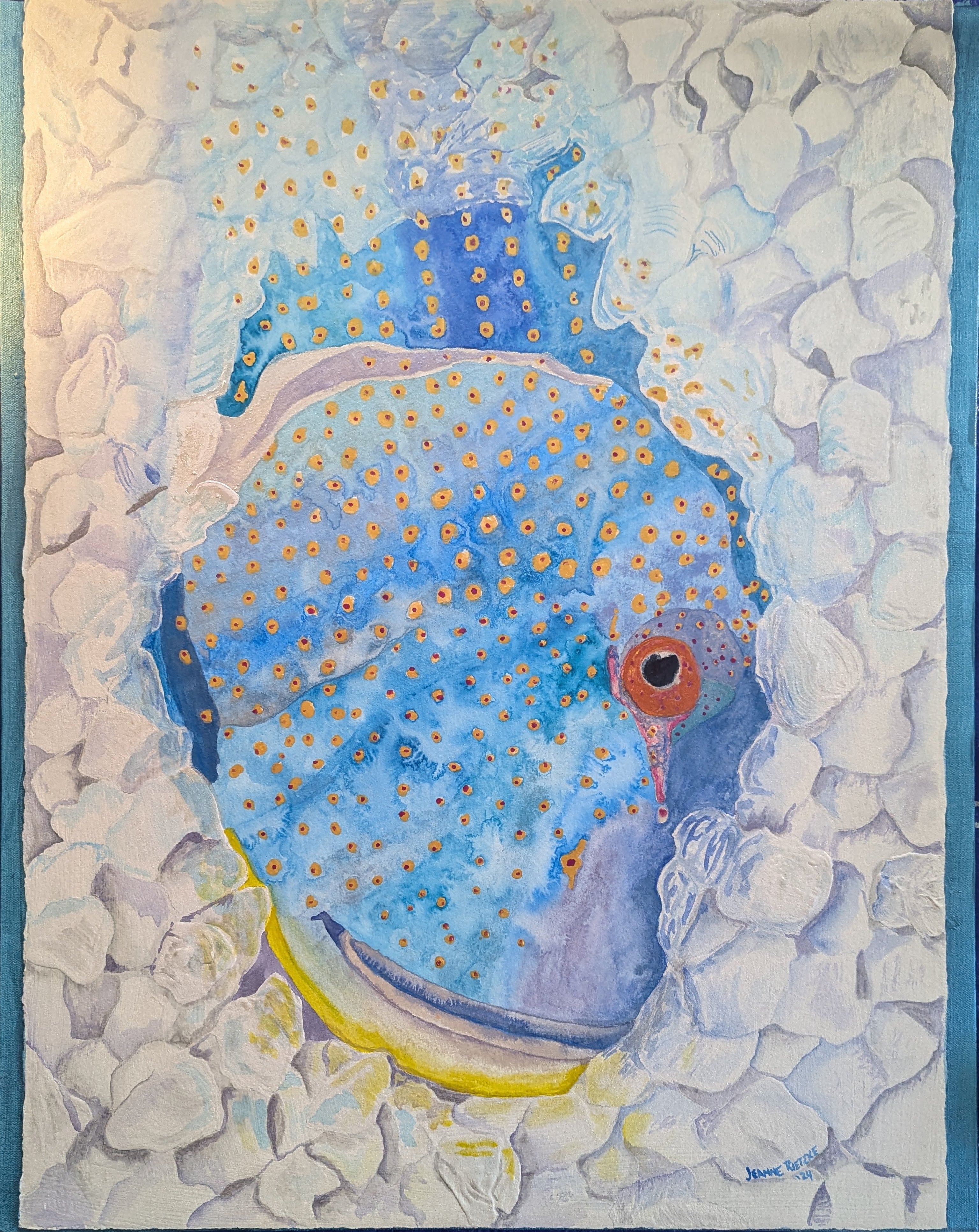 Acrylic Ink Mixed Media Blues On Ice Jeanne McIntosh Rietzke