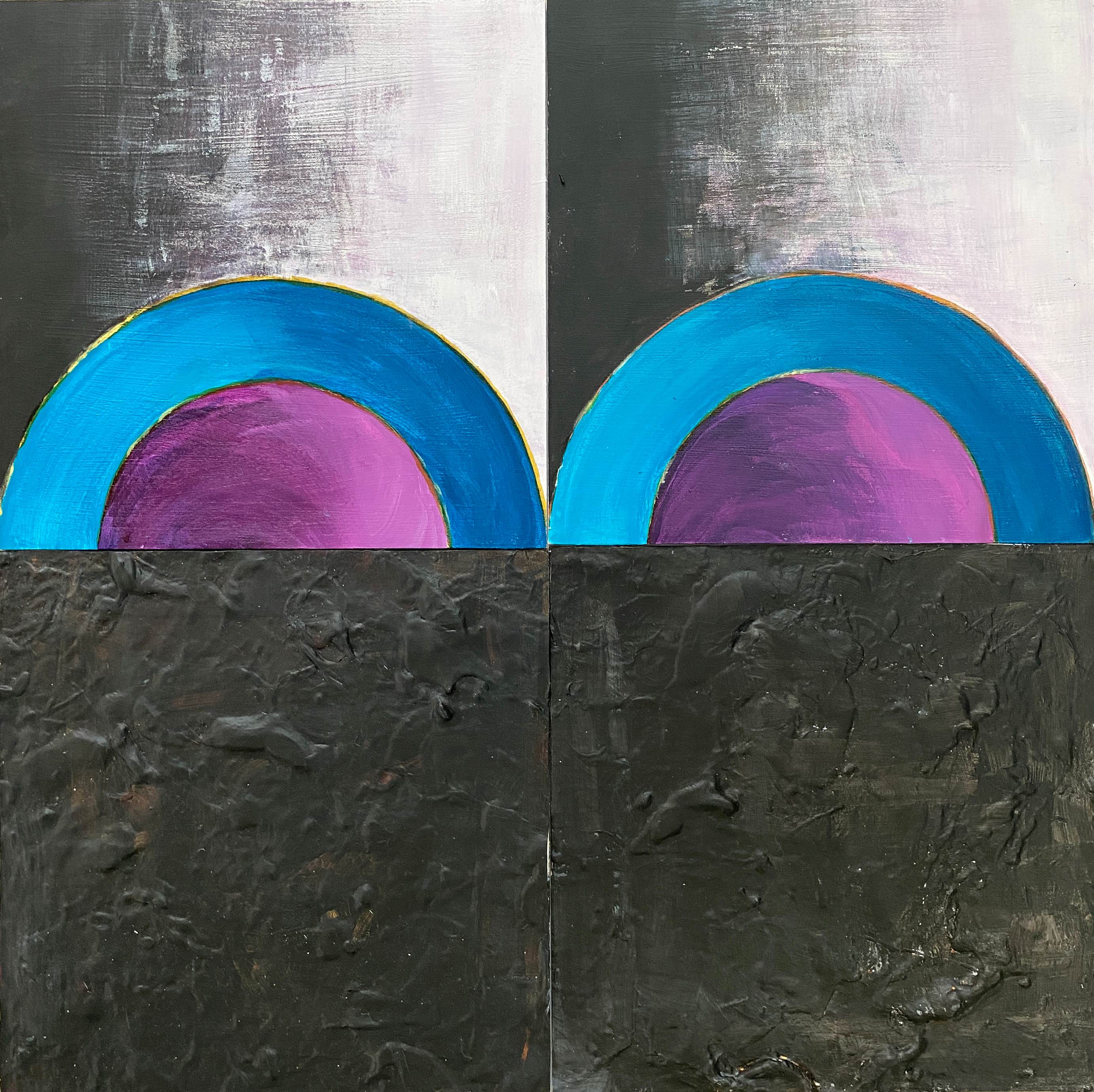 Abstract Acrylic Geometric Painting 'INFINITY 8050' - Acrylic Tiles on Wooden Board Brigitte Puschmann