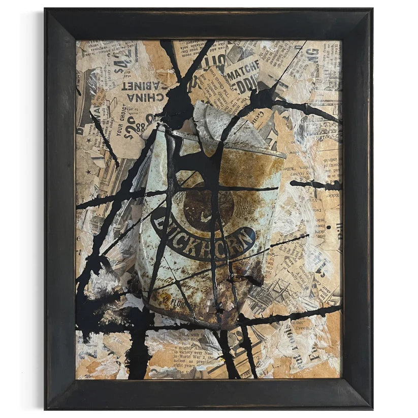Abstract Collage Mixed Media 'BUCKHORN BEER' - Mixed Media Abstract Art Sam Lewis