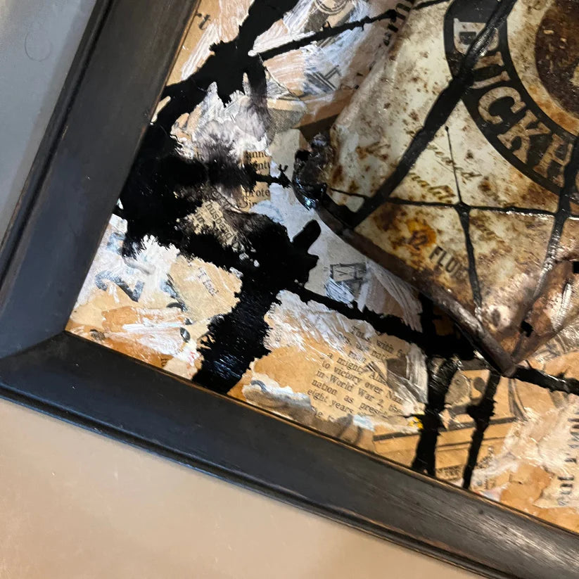 Abstract Collage Mixed Media 'BUCKHORN BEER' - Mixed Media Abstract Art Sam Lewis