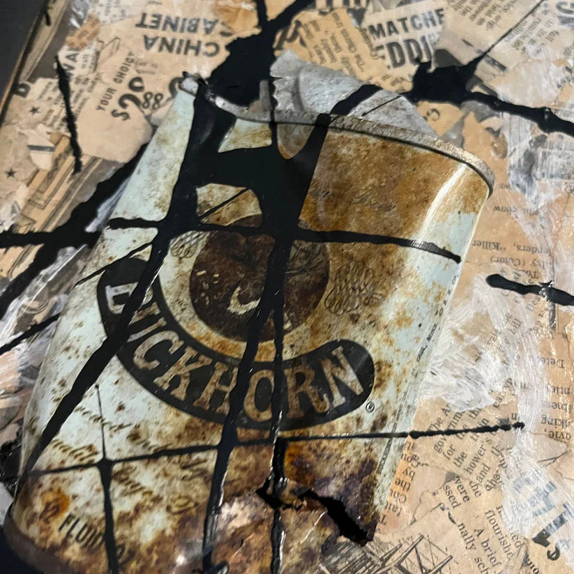Abstract Collage Mixed Media 'BUCKHORN BEER' - Mixed Media Abstract Art Sam Lewis