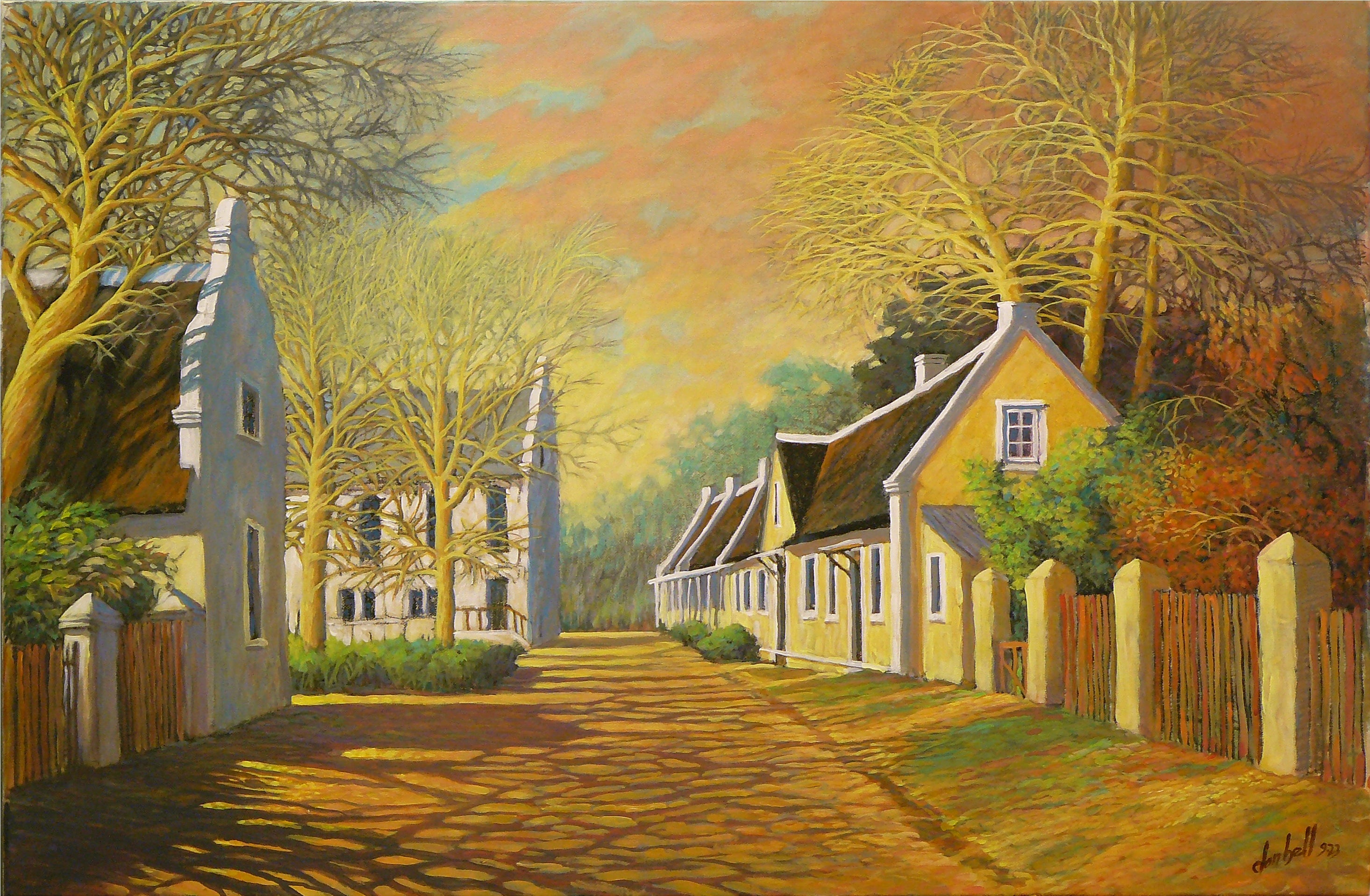 Acrylic 'GENADENDAL STREET SCENE' - Acrylics on canvas Don Bell
