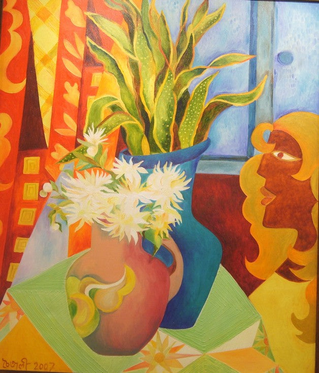 Oil 'BY THE WINDOW' - Oil on canvas Chaitali Chatterjee