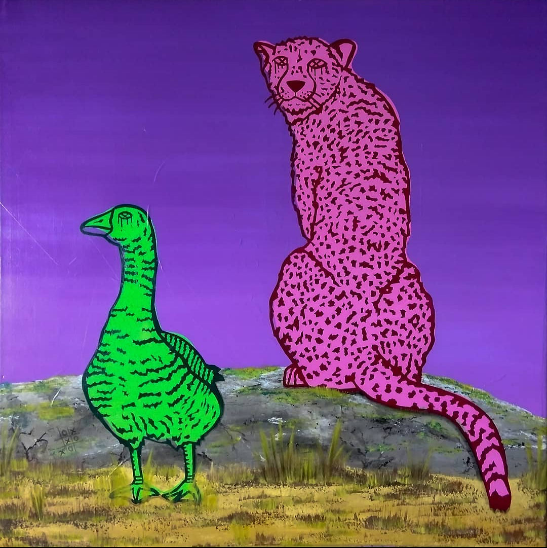 Abstract Painting 'CHEETAH & GOOSE' K'myn Honoshee