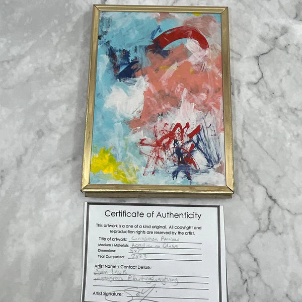 Abstract Painting 'CINNAMON RAINBOW' - Framed Original Abstract Art Painting Sam Lewis