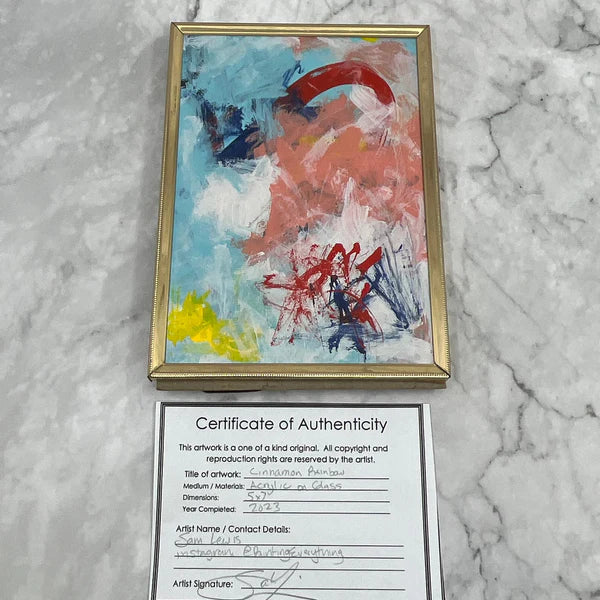 Abstract Painting 'CINNAMON RAINBOW' - Framed Original Abstract Art Painting Sam Lewis