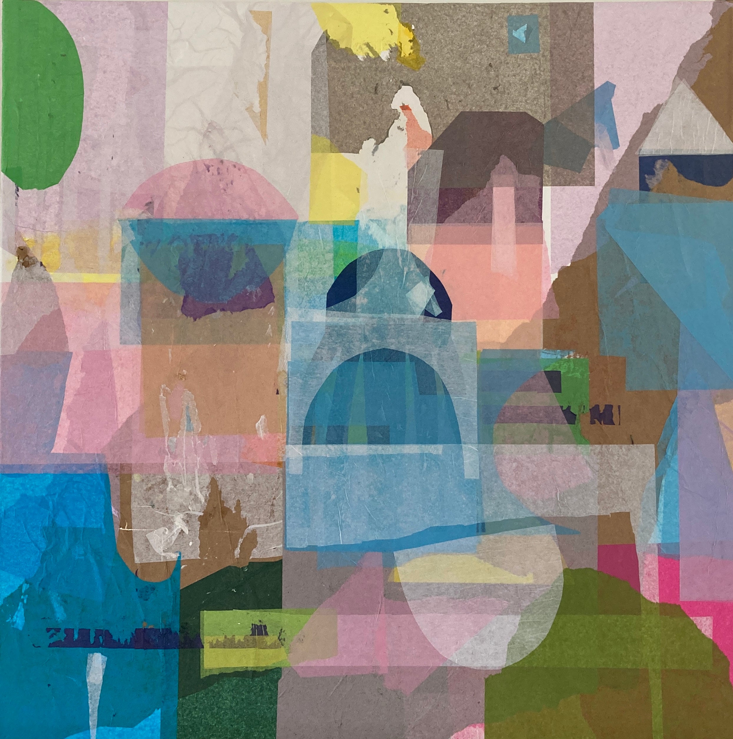 Abstract Artwork Geometric Painting 'CITY' Mixed Media on Canvas René Vasquez