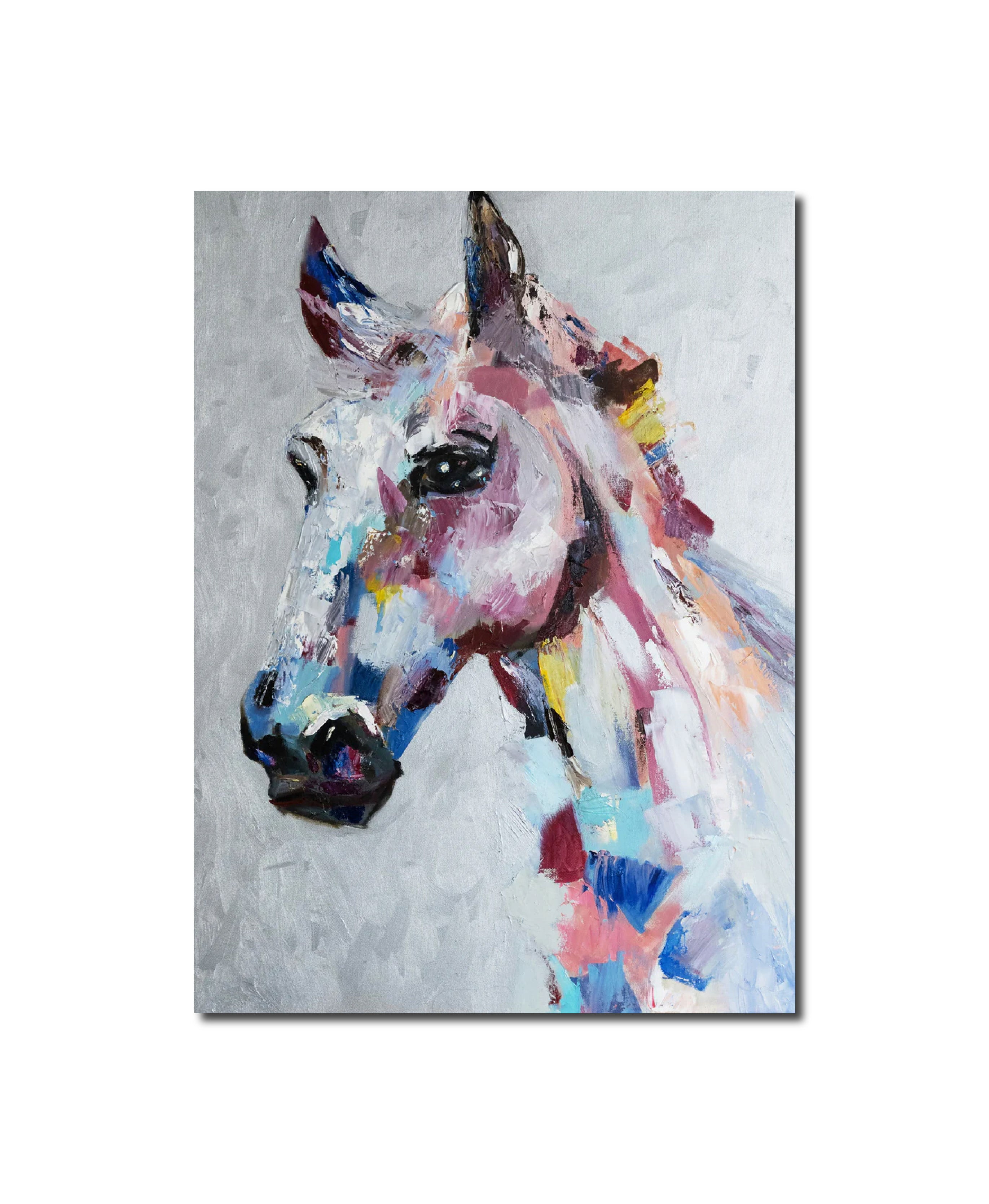 Oil Painting Colourful Horse Animals Art Alina Odwyer