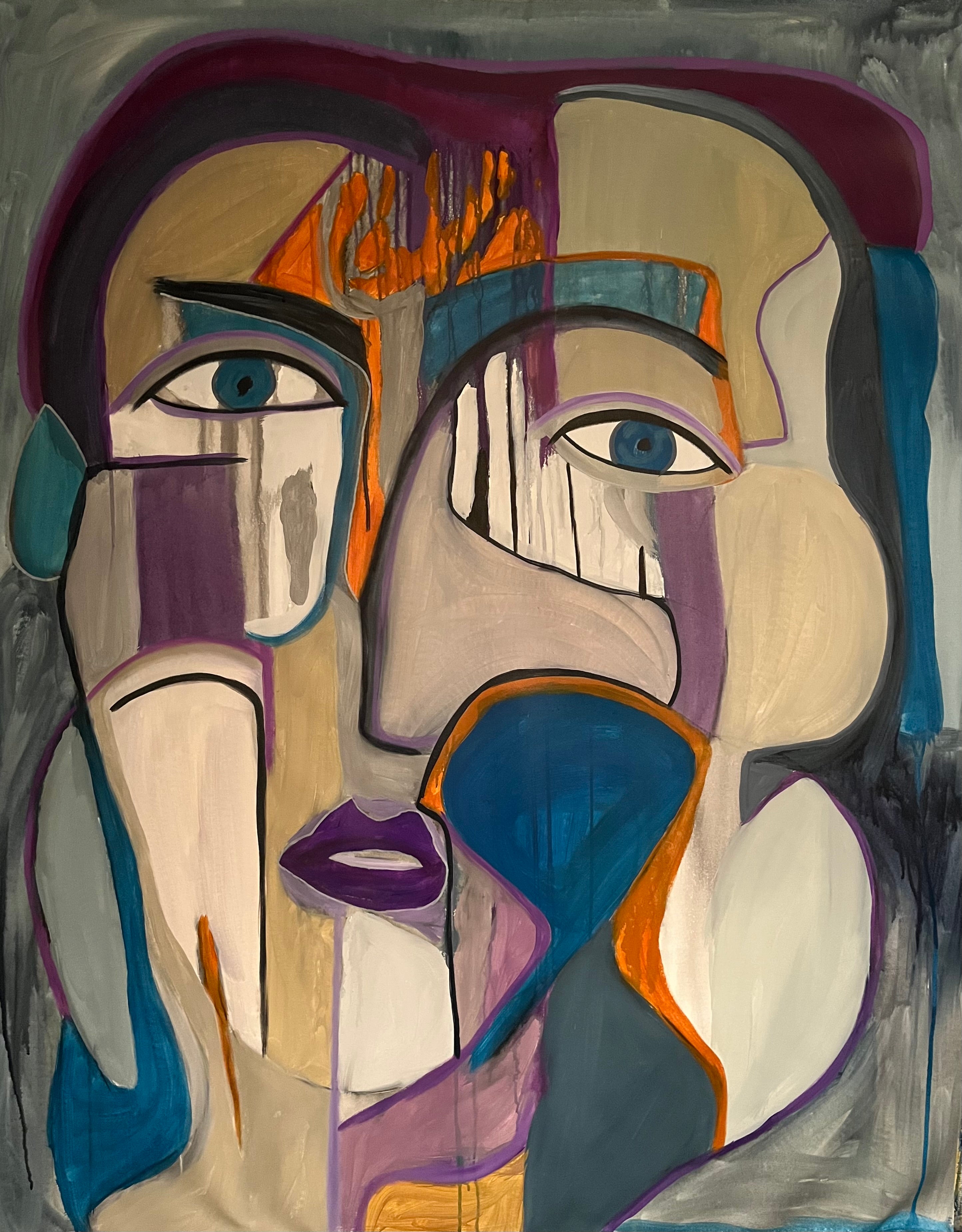Acrylic 'CONFRONTATION' - Acrylic on Canvas John Bacon