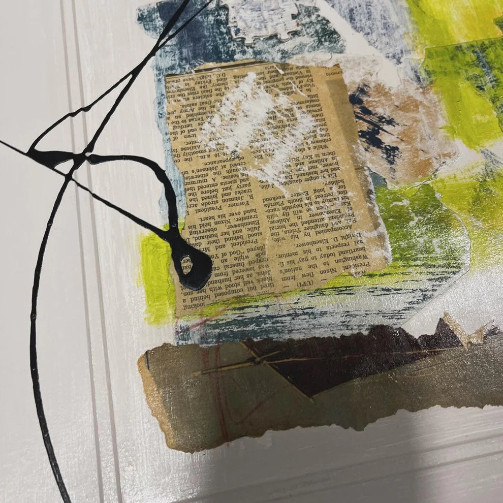 Abstract Collage Mixed Media Painting 'CONTACT DREAM' - Abstract Art Painting Collage Sam Lewis