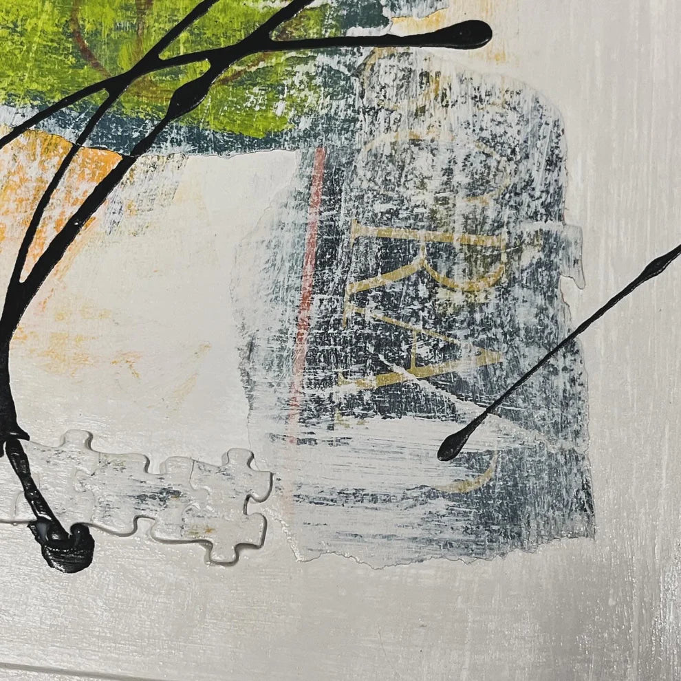 Abstract Collage Mixed Media Painting 'CONTACT DREAM' - Abstract Art Painting Collage Sam Lewis