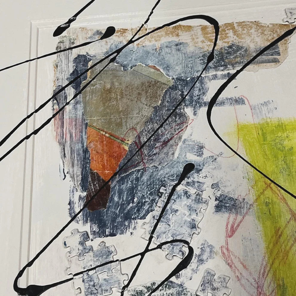 Abstract Collage Mixed Media Painting 'CONTACT DREAM' - Abstract Art Painting Collage Sam Lewis