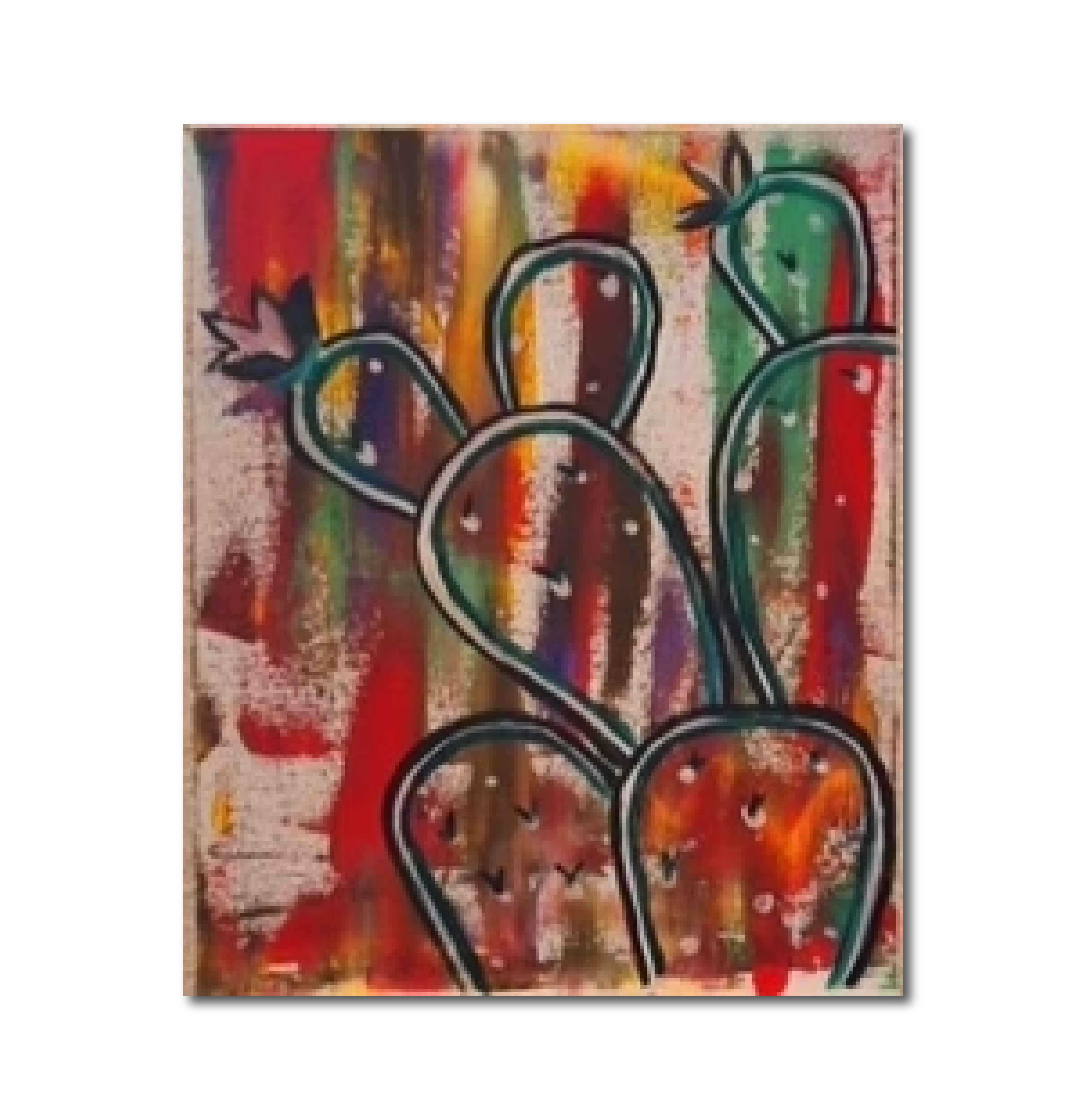 Abstract Contemporary Watercolor 'DESERT CACTUS' Lulu Trevizo