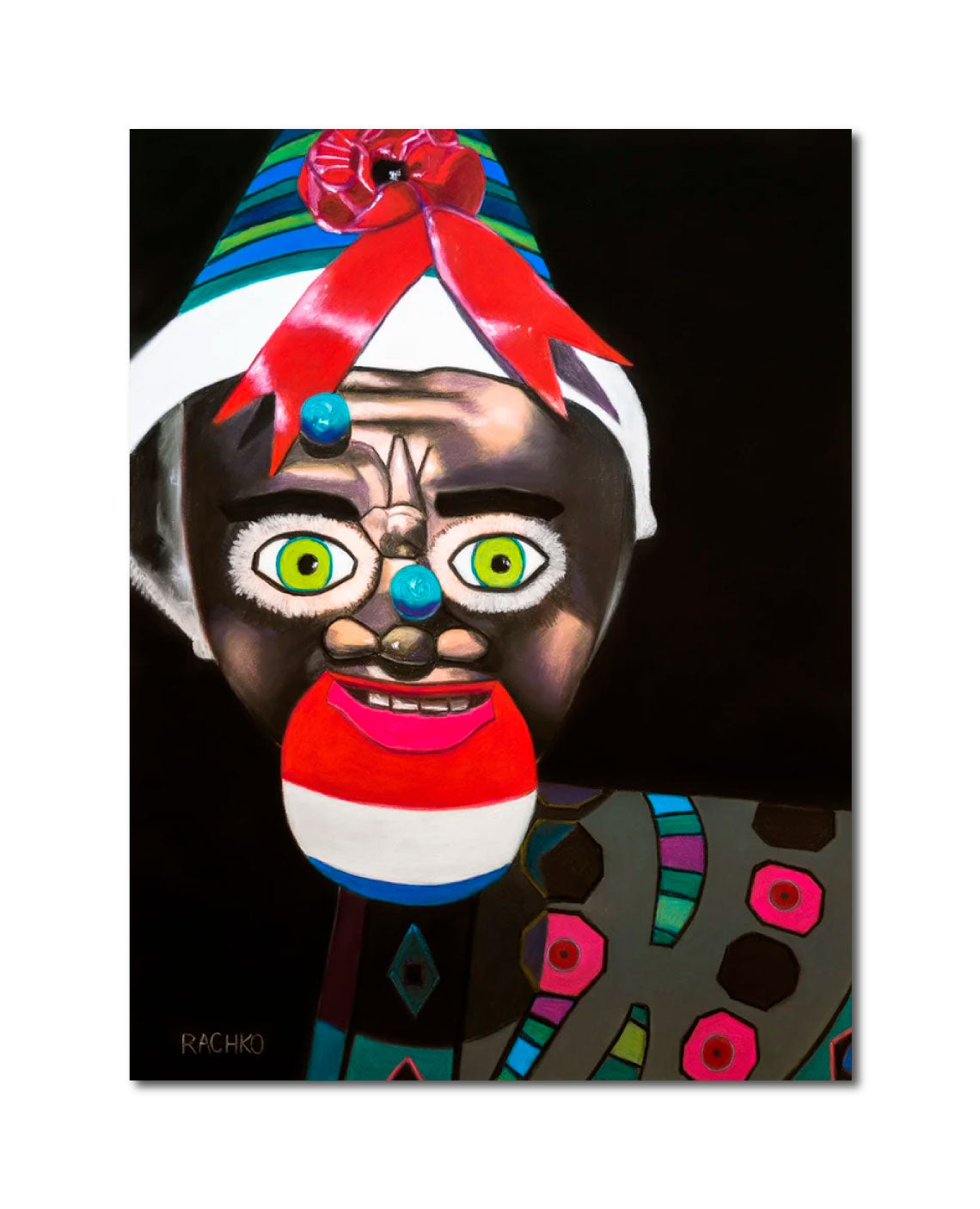 Acrylic Expressionist Figurative Painting Surrealism "DISRUPTOR - BOLIVIANOS" Soft Pastel on Sandpaper Barbara Rachko