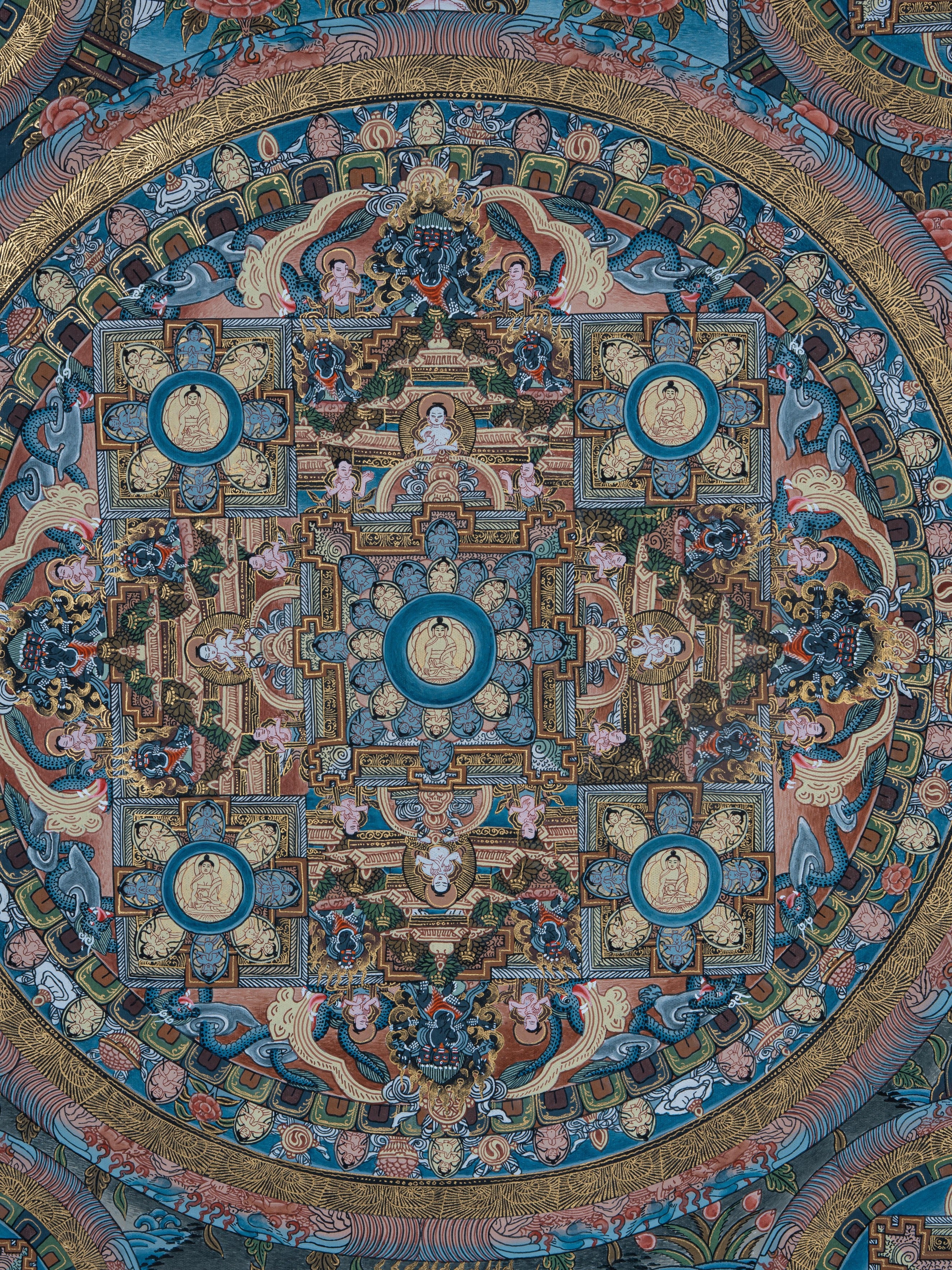 Design Figurative Painting Psychedelic Thanka Visionary 'UNIVERSAL MANDALA' Boudha Stupa Thanka Center