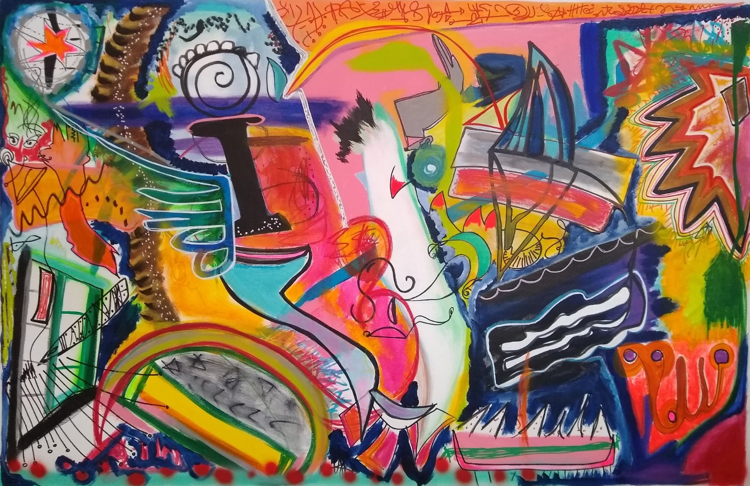 Acrylic Painting 'SOUTHERN CALI COLORING BOOK' - Acrylic, Spray Paint on Canvas Debra Lapatina