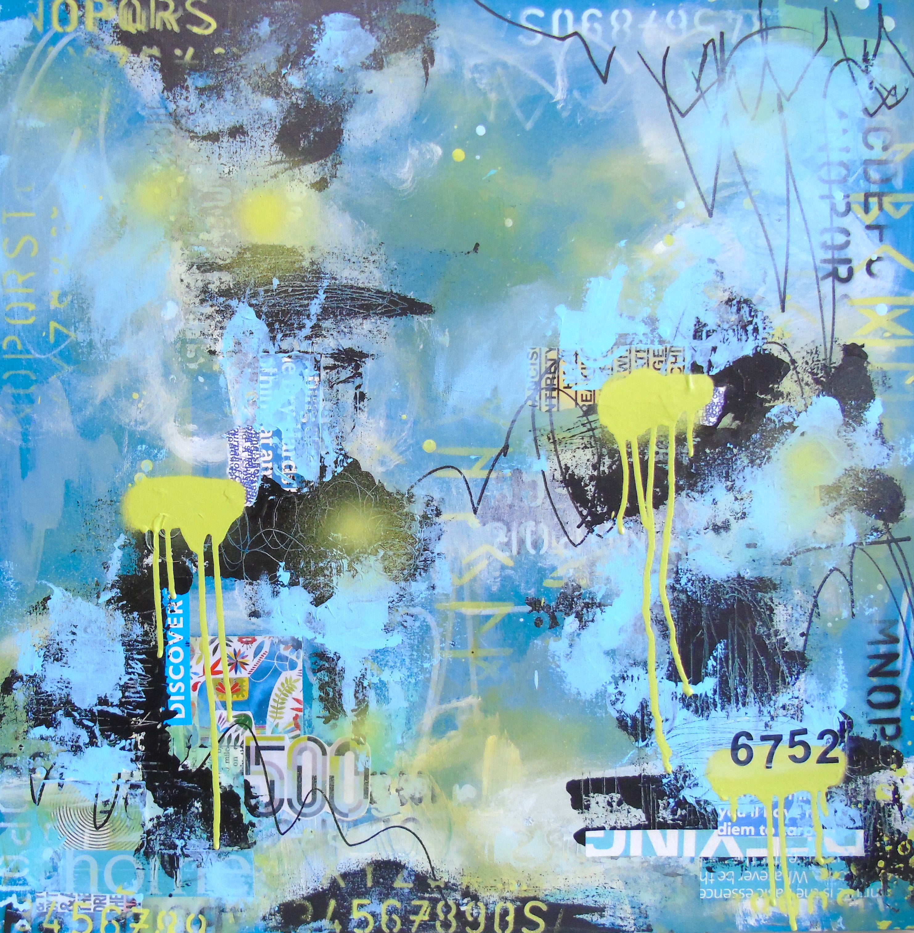 Acrylic Collage Contemporary Expressionist Painting 'DISCOVERY' Lorette C. Luzajic