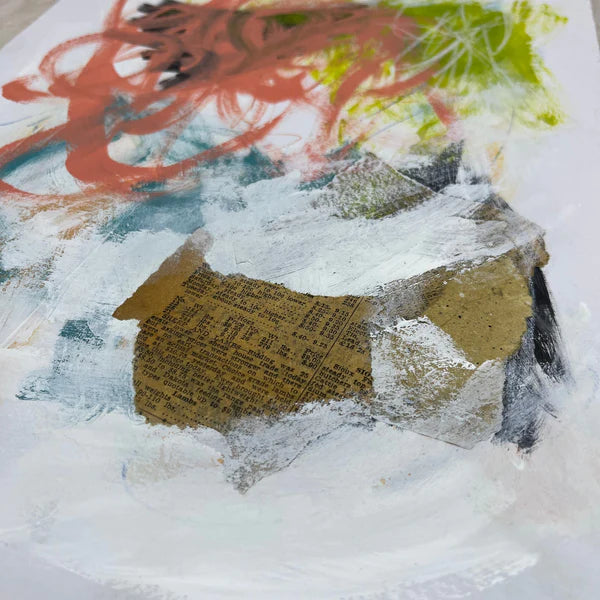 Acrylic 'DISTANT FAVOR' - Mixed Media (Newspaper and Sheet Music) Sam Lewis