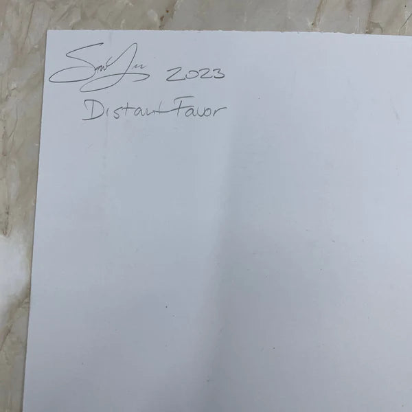 Acrylic 'DISTANT FAVOR' - Mixed Media (Newspaper and Sheet Music) Sam Lewis