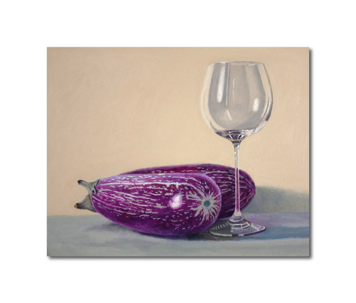 Contemporary Oil 'EGGPLANT AND GLASS' Douglas Newton
