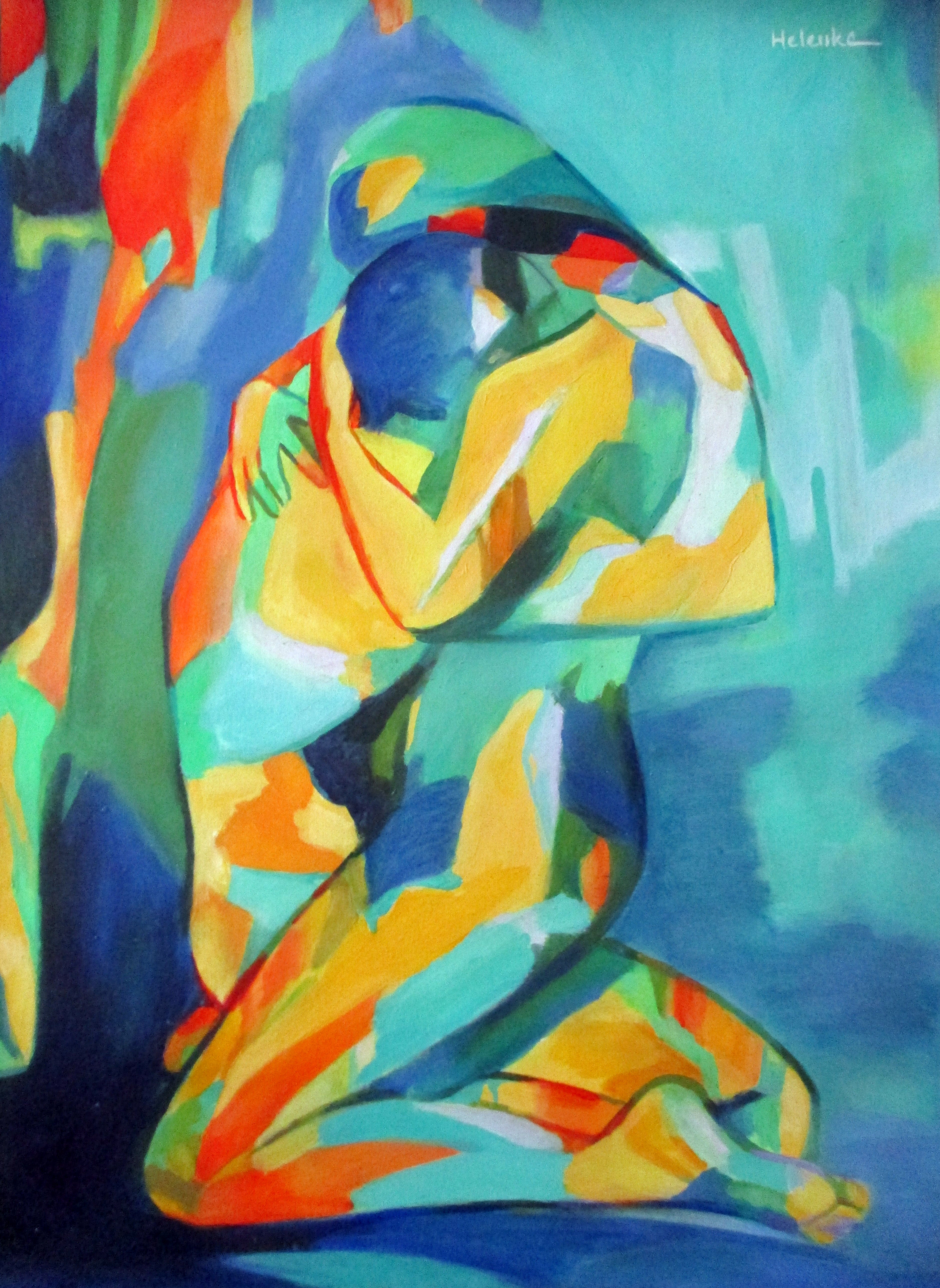 Expressionist 'EMBRACE' - Acrylic on Canvas Helena Wierzbicki