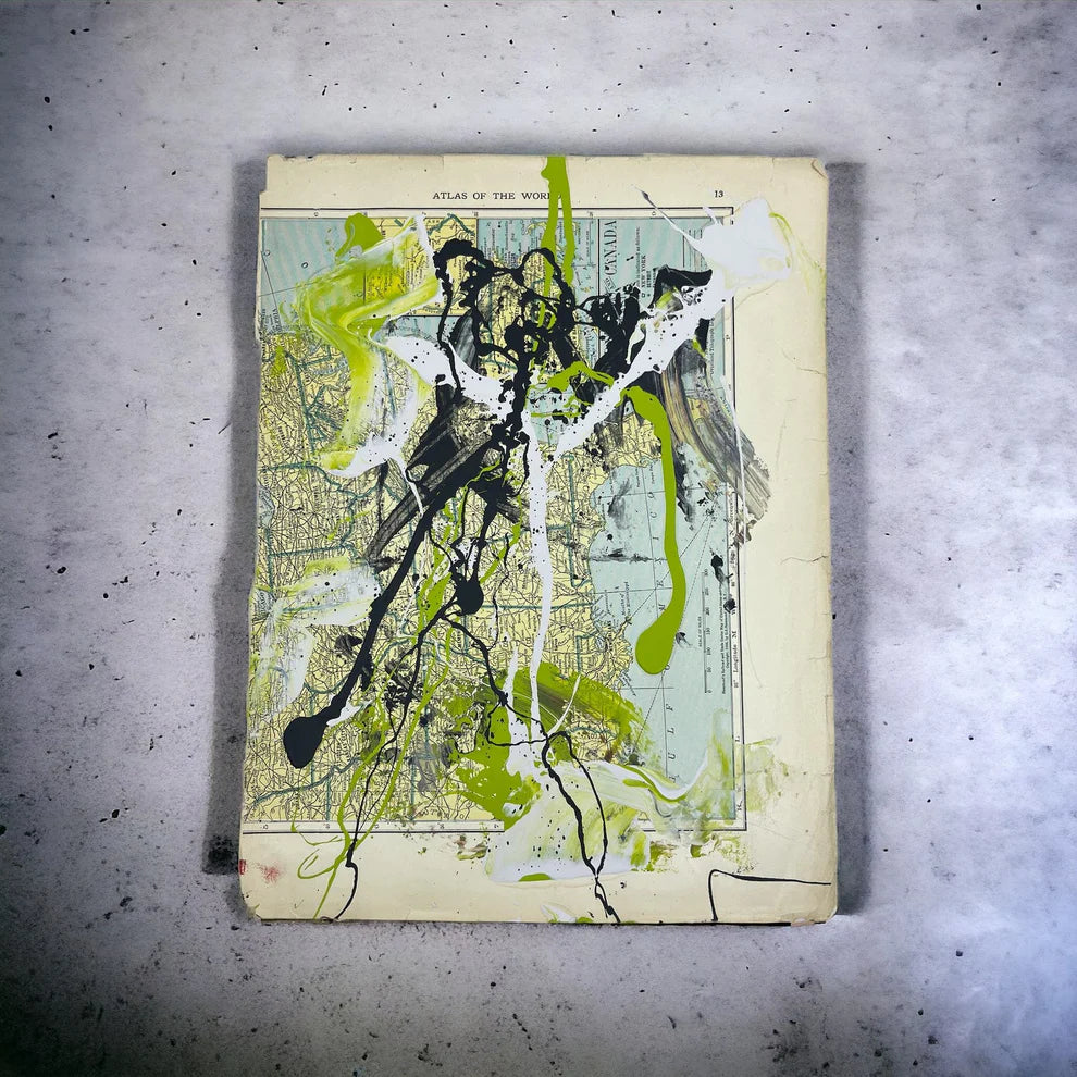 Abstract Mixed Media Painting 'EAST USA WANDERLUST SIGNED #5' - Abstract Mixed Media Art Painting Sam Lewis