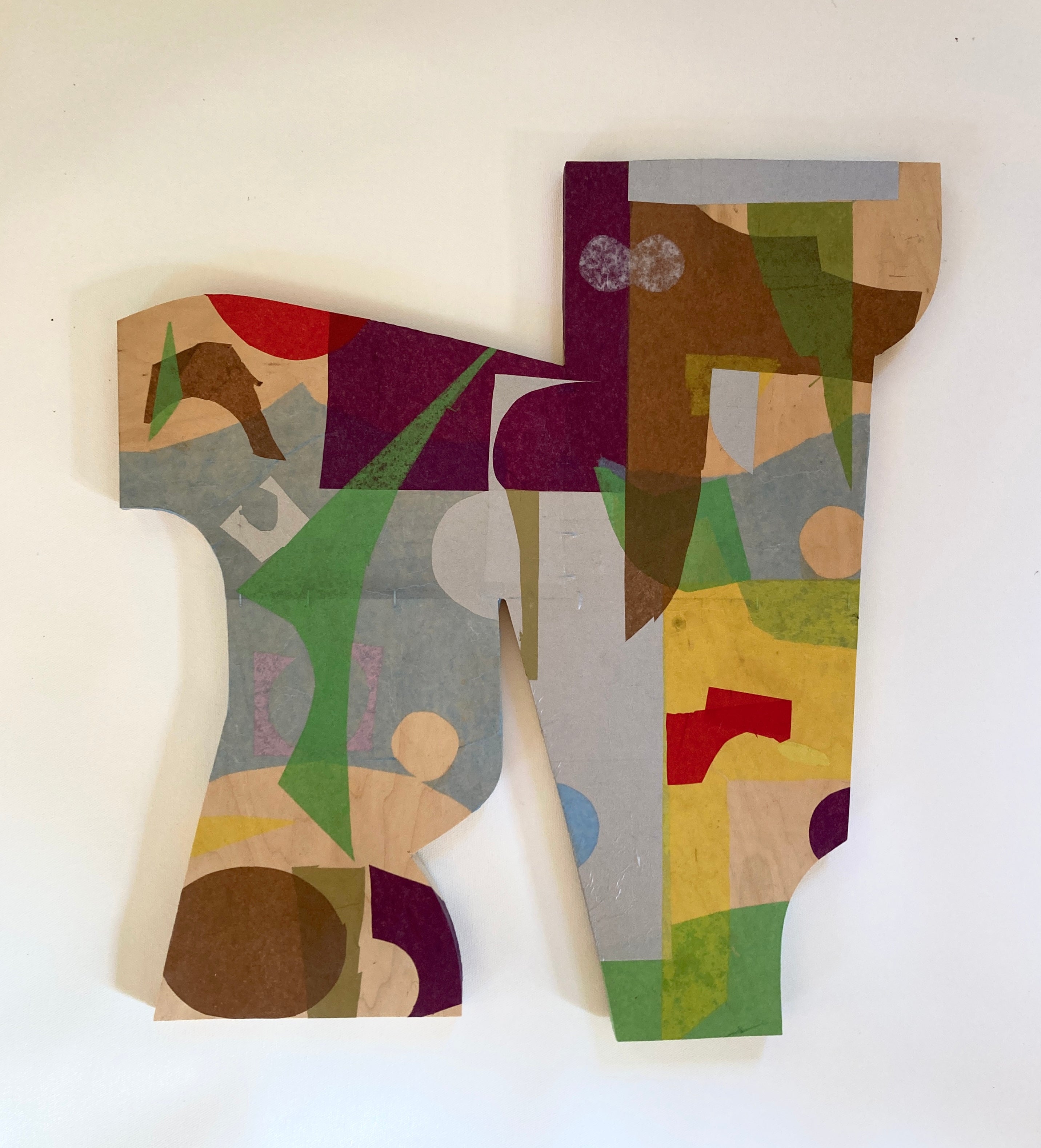 Abstract Geometric Painting 'EVERYTHING'S ALRIGHT #1' Mixed Media on Shaped Wood René Vasquez