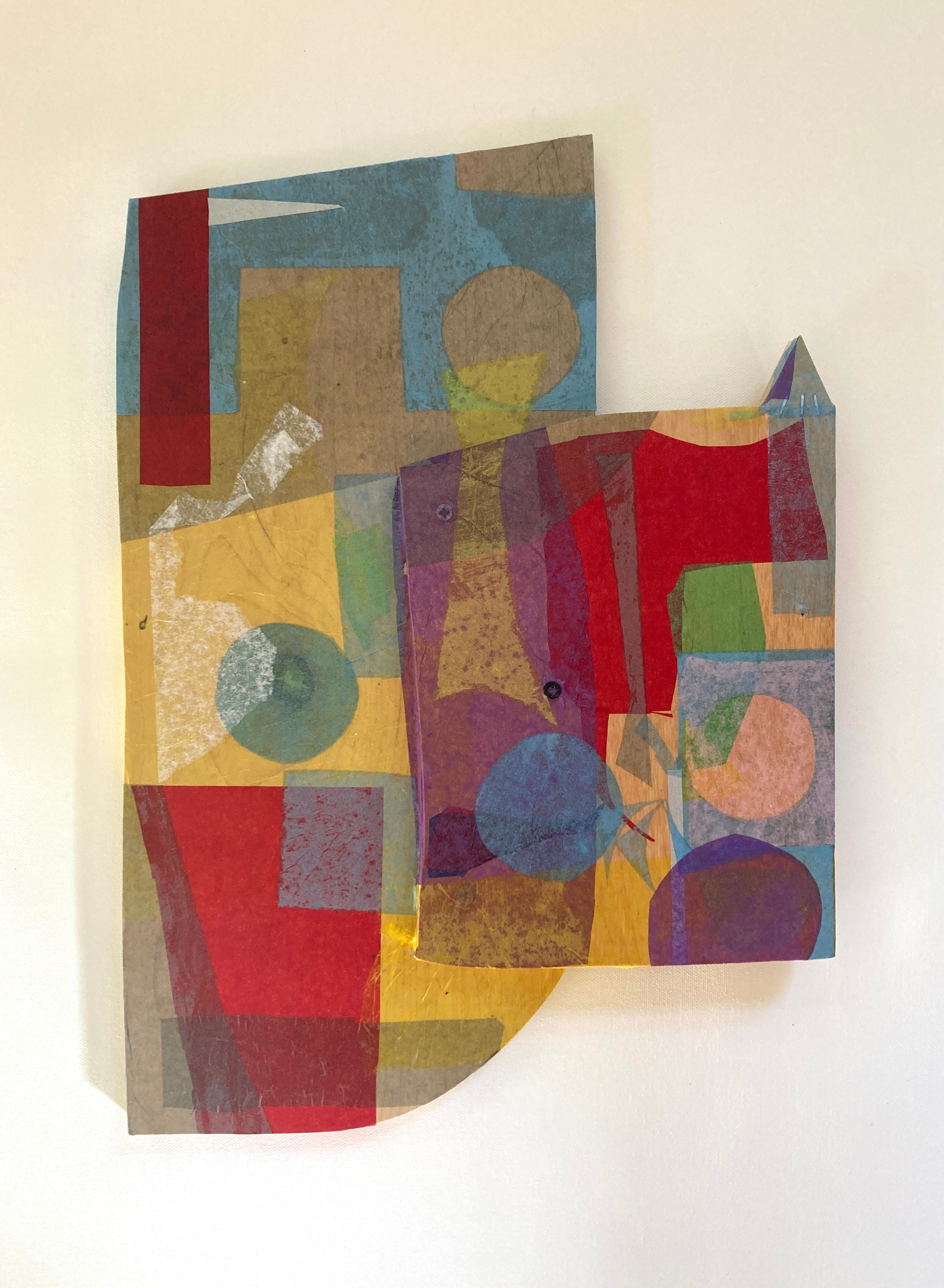Abstract Geometric Painting 'EVERYTHING'S ALRIGHT #2' Mixed Media on Shaped Wood René Vasquez