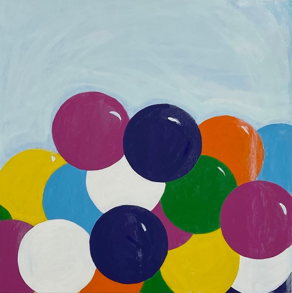 Abstract Acrylic Contemporary Painting 'GUMBALLS TWO' - Acrylic on Gallery Wrapped Canvas Michelle Lander Feinberg