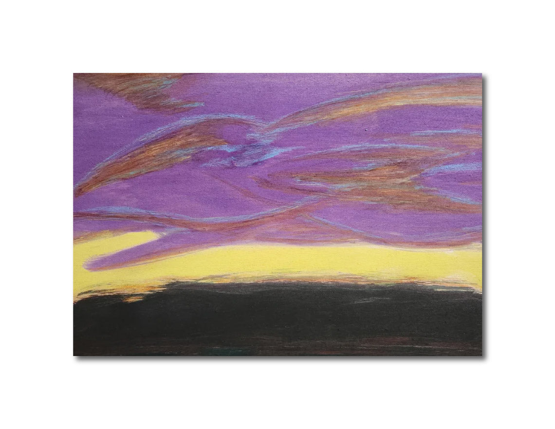 Colorfield Expressionist Landscape Visionary 'FIRST LIGHT' - Gouache and Color Pencil on Wood Ian Carpenter
