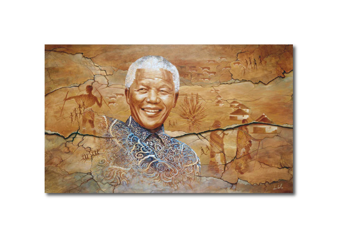 Acrylic Oil 'FREEDOM SMILE – NELSON MANDELA' - Acrylics & Oil on canvas Don Bell