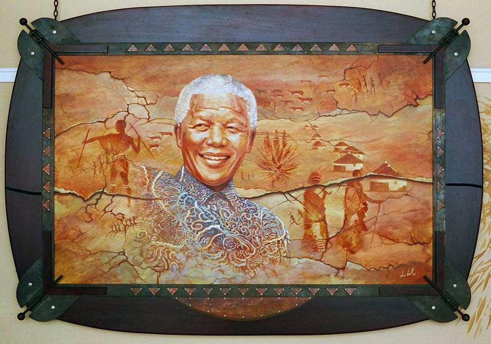 Acrylic Oil 'FREEDOM SMILE – NELSON MANDELA' - Acrylics & Oil on canvas Don Bell