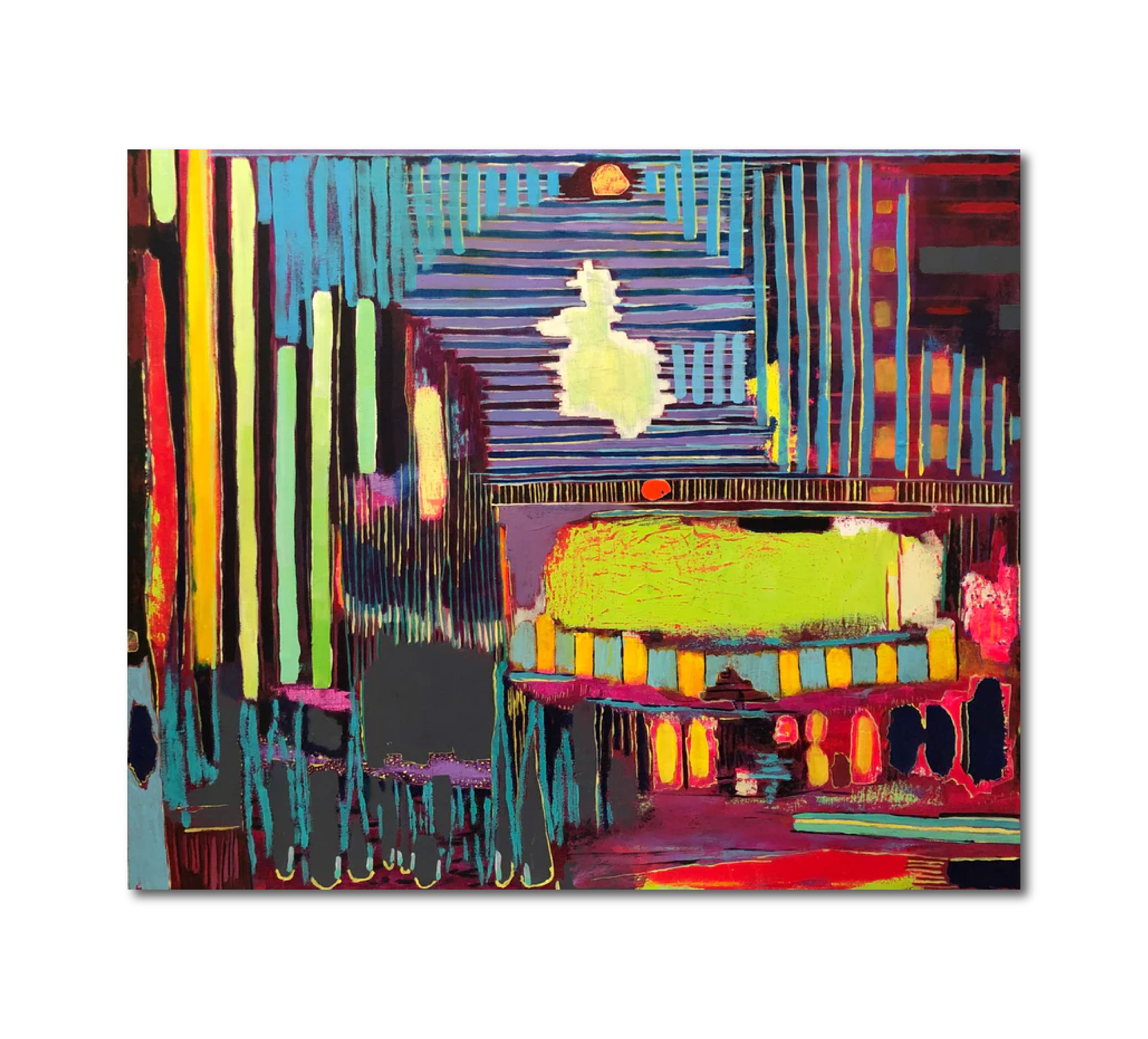 Acrylic Pastels Pencil 'FUSION STAGE' - Acrylic, Pastel, and Colored Pencil on Canvas Derek Des Islets