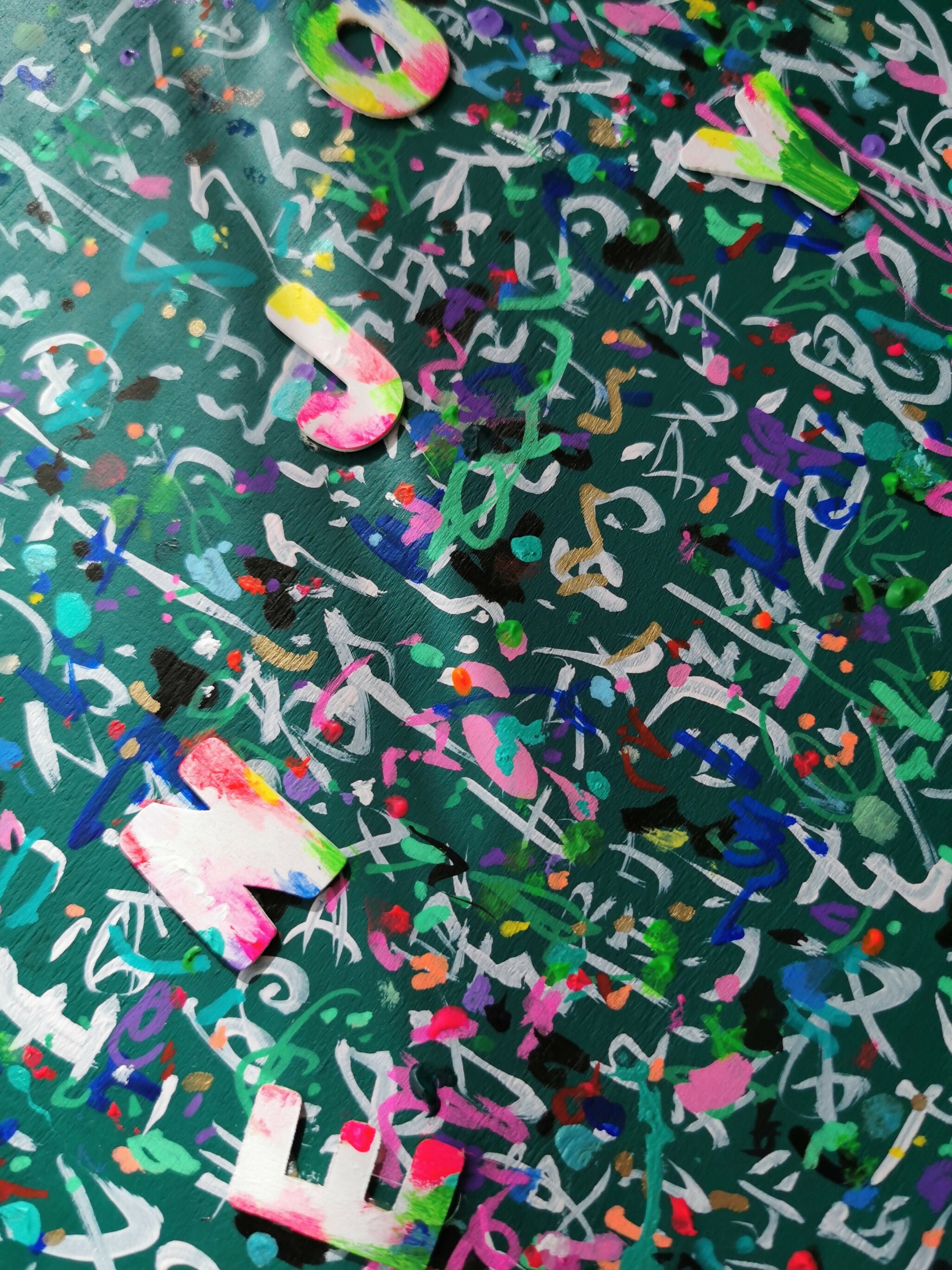 Abstract Acrylic Contemporary Geometric Pop Art Wood ENJOY II Xiaoyang Galas