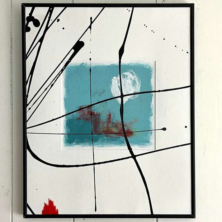 Abstract Painting 'FIRE DOWN BELOW' - Original Framed Abstract Art Painting Sam Lewis