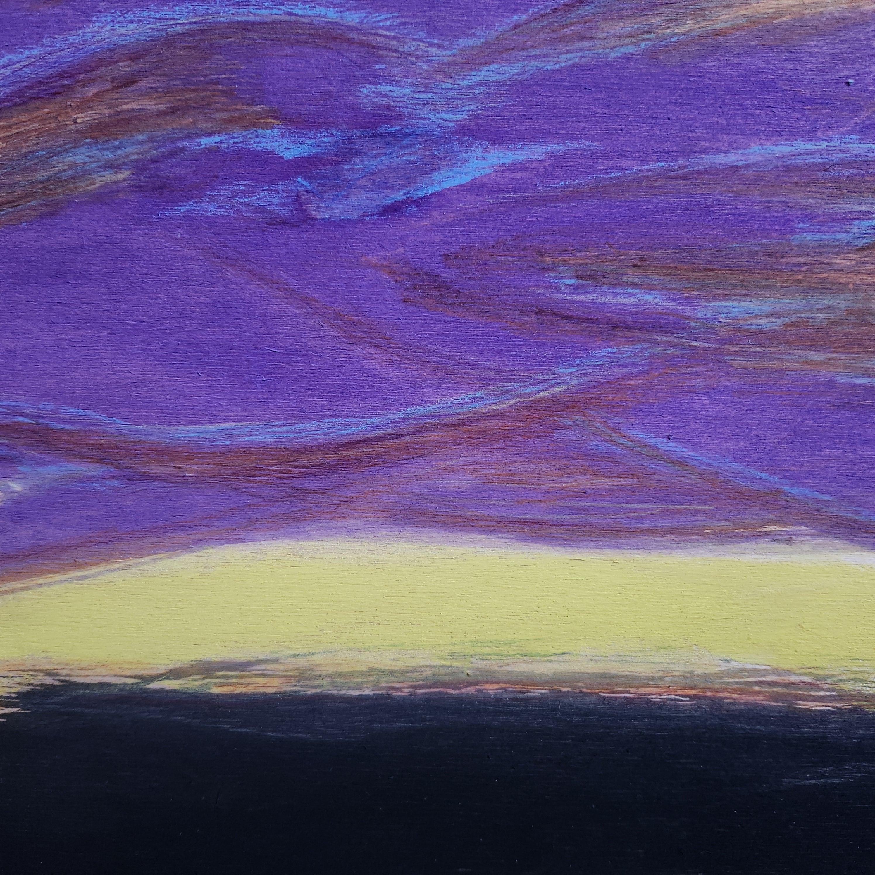 Colorfield Expressionist Landscape Visionary 'FIRST LIGHT' - Gouache and Color Pencil on Wood Ian Carpenter