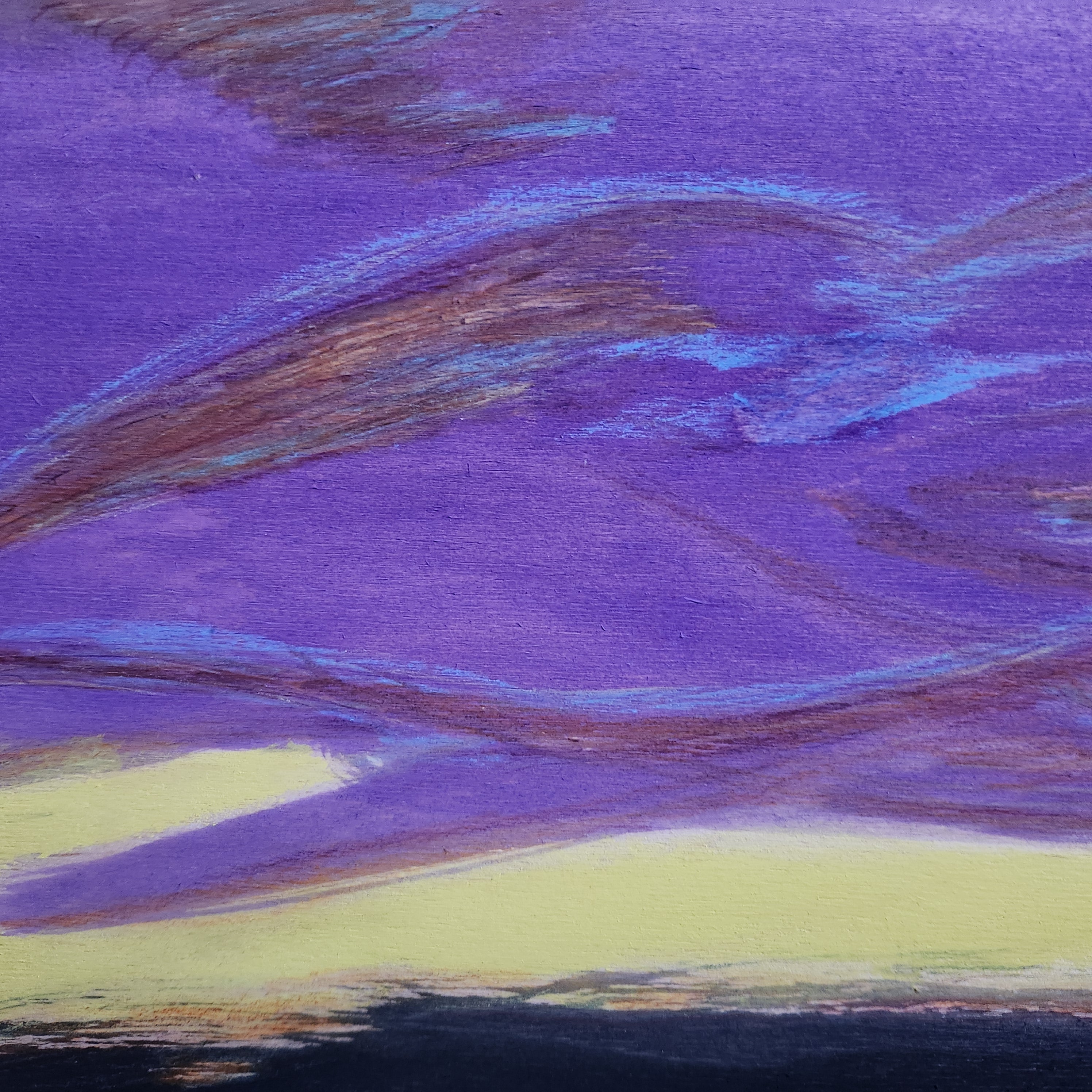 Colorfield Expressionist Landscape Visionary 'FIRST LIGHT' - Gouache and Color Pencil on Wood Ian Carpenter