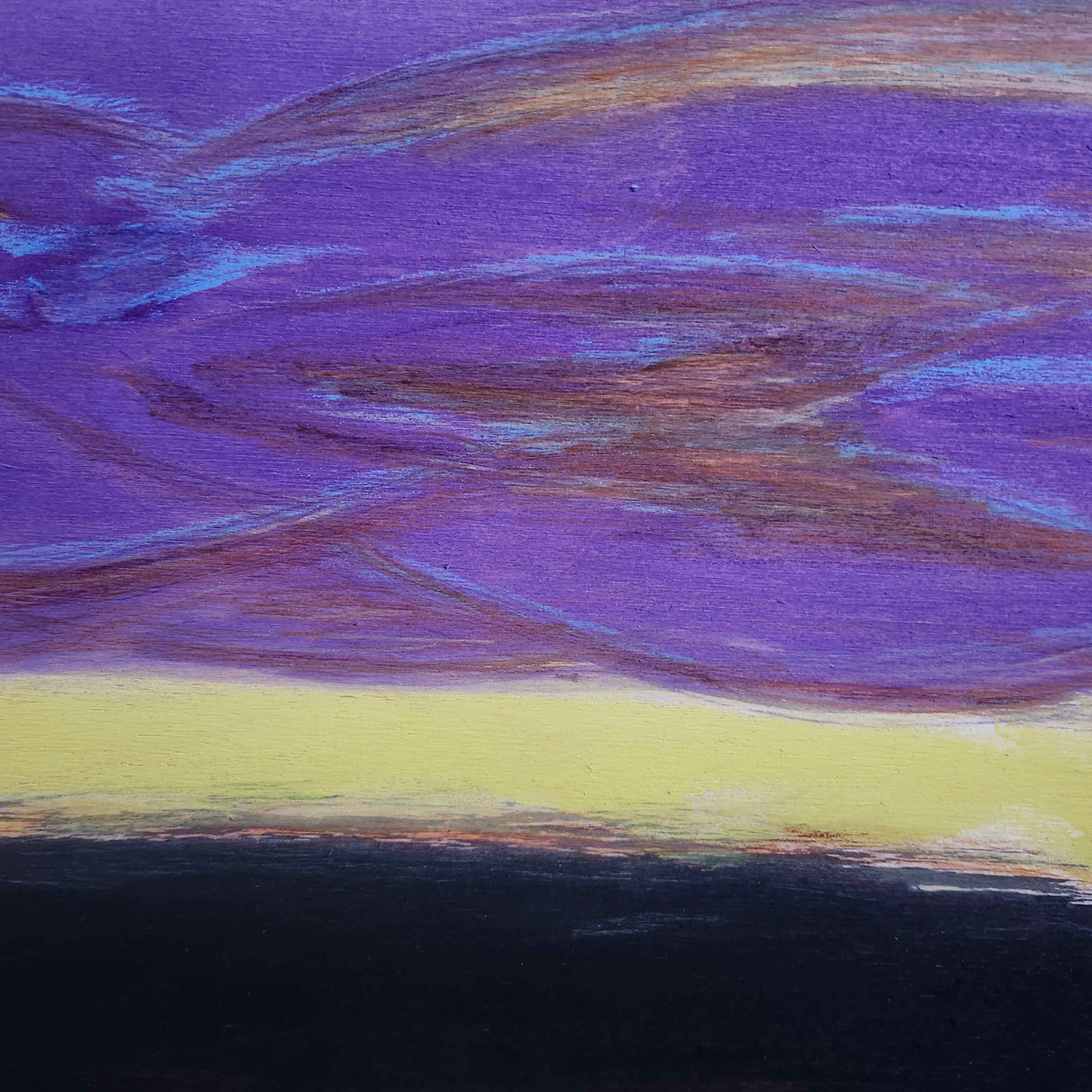 Colorfield Expressionist Landscape Visionary 'FIRST LIGHT' - Gouache and Color Pencil on Wood Ian Carpenter