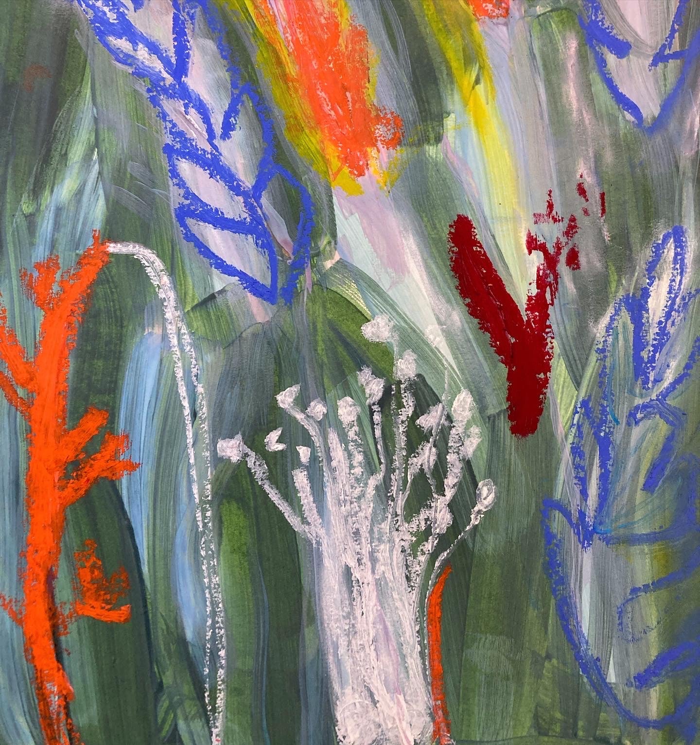 Acrylic 'FLEURS SAUVAGES' - Acrylic and oil pastel on Canson paper Nina Fourton